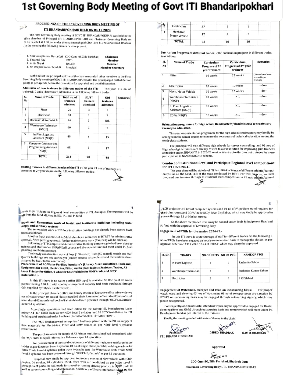 About the 1st Governing Body Meeting of Govt. ITI Bhandaripokhari
